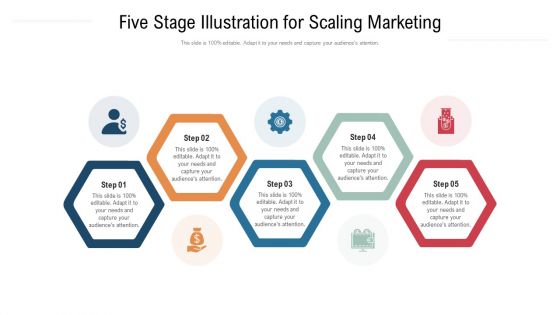 Five Stage Illustration For Scaling Marketing Ppt PowerPoint Presentation File Portfolio PDF