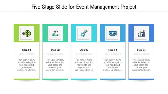 Five Stage Slide For Event Management Project Ppt PowerPoint Presentation File Introduction PDF