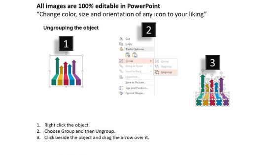 Five Staged Arrow Growth Diagram With Icons Powerpoint Template