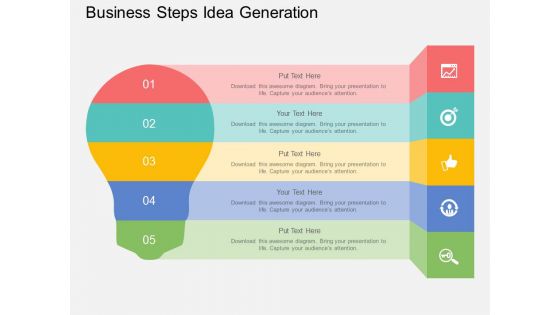 Five Staged Business Steps Idea Generation Powerpoint Template