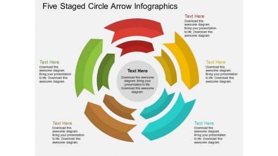 Five Staged Circle Arrow Infographics Powerpoint Template