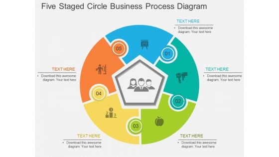 Five Staged Circle Business Process Diagram Powerpoint Template