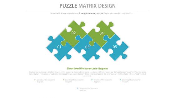 Five Staged Puzzles Matrix Design Powerpoint Slides