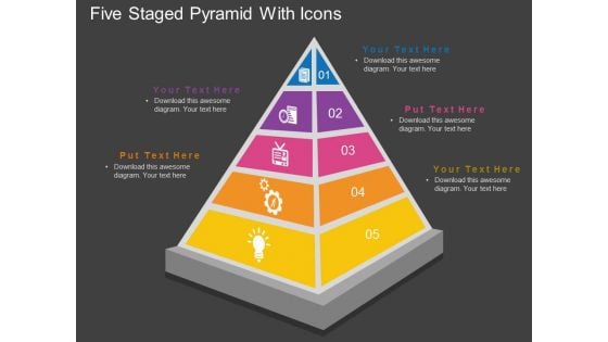 Five Staged Pyramid With Icons Powerpoint Template