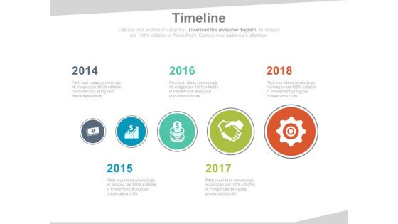 Five Staged Timeline For Financial Planning Powerpoint Slides