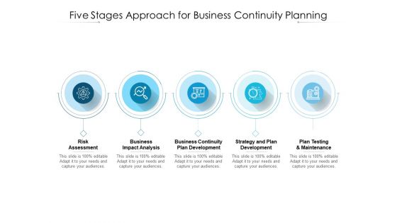 Five Stages Approach For Business Continuity Planning Ppt PowerPoint Presentation Infographics Example PDF