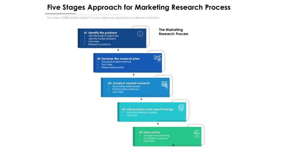 Five Stages Approach For Marketing Research Process Ppt PowerPoint Presentation Outline Templates PDF