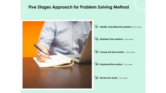 Five Stages Approach For Problem Solving Method Ppt PowerPoint Presentation Summary Outfit PDF