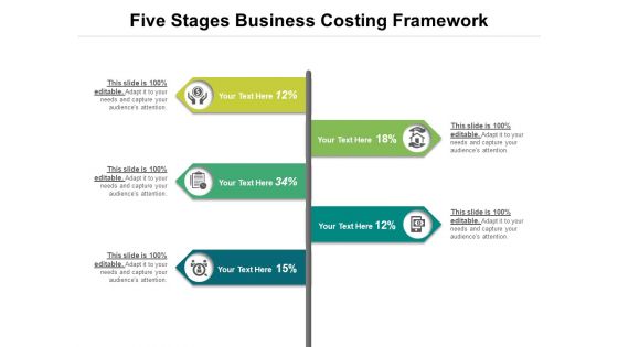 Five Stages Business Costing Framework Ppt PowerPoint Presentation Styles Backgrounds PDF