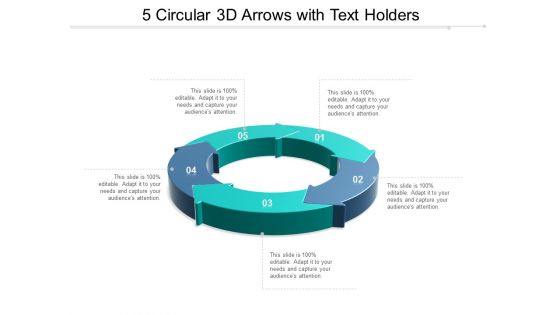 Five Stages Circular Arrows With Text Holders Ppt Powerpoint Presentation Outline Shapes