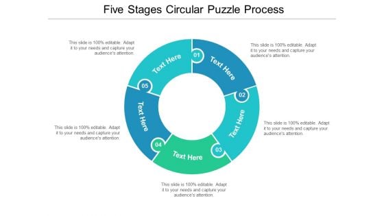 five stages circular puzzle process ppt powerpoint presentation styles design ideas