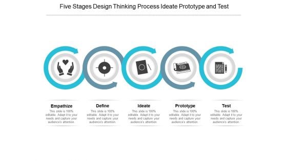 Five Stages Design Thinking Process Ideate Prototype And Test Ppt Powerpoint Presentation Gallery Icons