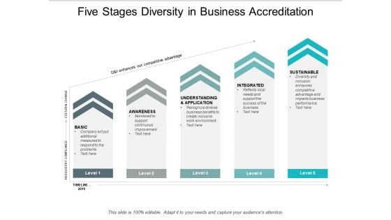 Five Stages Diversity In Business Accreditation Ppt Powerpoint Presentation Infographic Template Objects