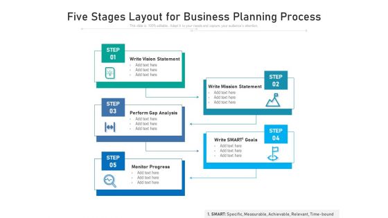 Five Stages Layout For Business Planning Process Ppt PowerPoint Presentation Icon Background Images PDF