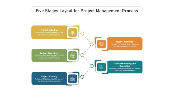 Five Stages Layout For Project Management Process Ppt PowerPoint Presentation Gallery Graphics PDF