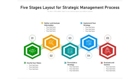 Five Stages Layout For Strategic Management Process Ppt PowerPoint Presentation Gallery Model PDF