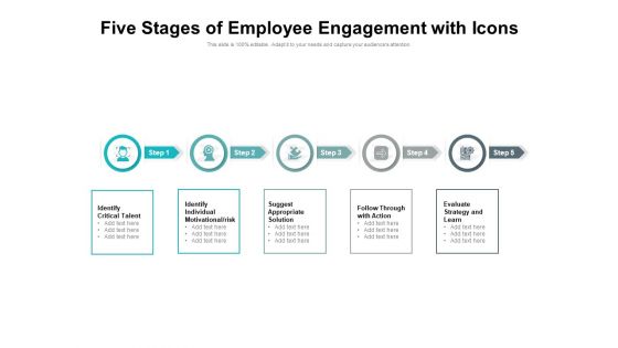 Five Stages Of Employee Engagement With Icons Ppt PowerPoint Presentation Professional Skills PDF