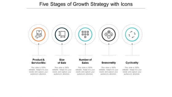 Five Stages Of Growth Strategy With Icons Ppt PowerPoint Presentation File Templates