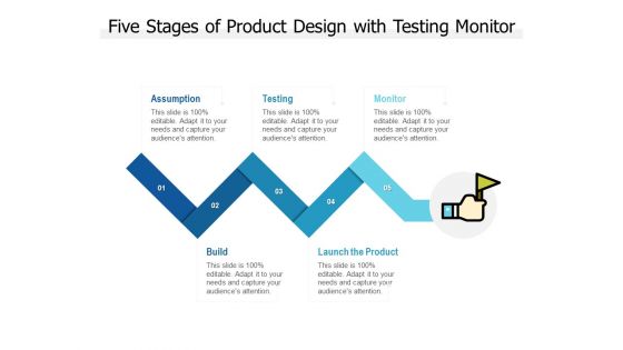 Five Stages Of Product Design With Testing Monitor Ppt PowerPoint Presentation Model Good