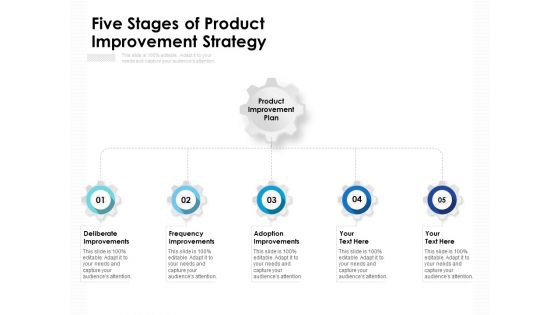 Five Stages Of Product Improvement Strategy Ppt PowerPoint Presentation Infographic Template Examples PDF