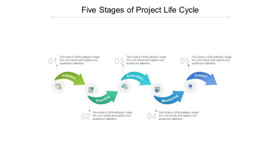 Five Stages Of Project Life Cycle Ppt PowerPoint Presentation Ideas