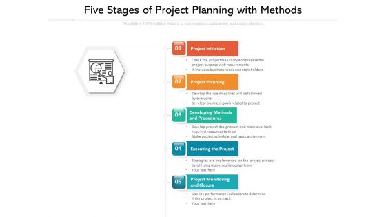 Five Stages Of Project Planning With Methods Ppt PowerPoint Presentation Gallery Demonstration PDF