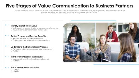 Five Stages Of Value Communication To Business Partners Ppt PowerPoint Presentation Gallery Shapes PDF Five Stages Of Value Communication To Business Partners Ppt PowerPoint Presentation Gallery Shapes PDF