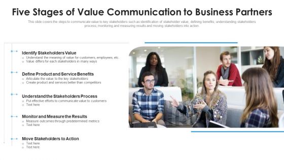 Five Stages Of Value Communication To Business Partners Ppt PowerPoint Presentation Gallery Shapes PDF