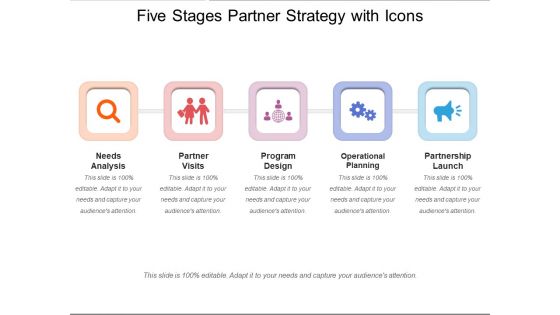 Five Stages Partner Strategy With Icons Ppt PowerPoint Presentation Outline Introduction PDF