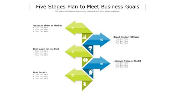Five Stages Plan To Meet Business Goals Ppt PowerPoint Presentation Outline Example
