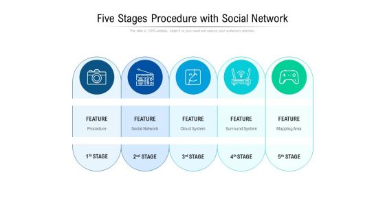 Five Stages Procedure With Social Network Ppt PowerPoint Presentation Summary Introduction PDF