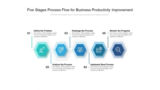 Five Stages Process Flow For Business Productivity Improvement Ppt PowerPoint Presentation Gallery Slides PDF