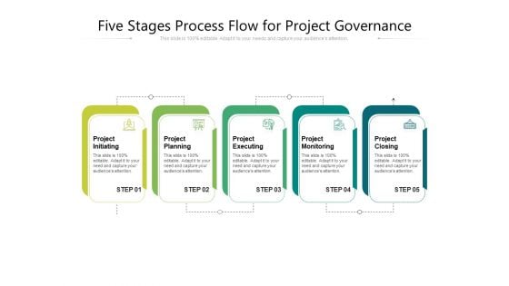 Five Stages Process Flow For Project Governance Ppt PowerPoint Presentation Gallery Outfit PDF