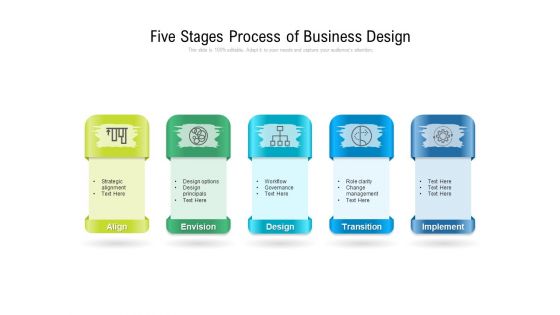 Five Stages Process Of Business Design Ppt PowerPoint Presentation Icon Deck PDF