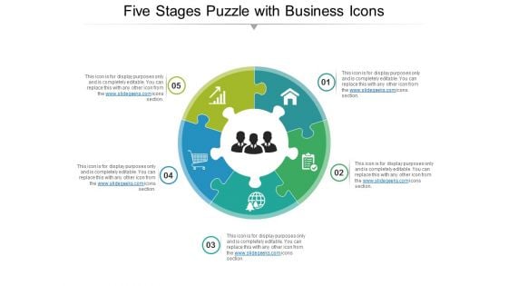 Five Stages Puzzle With Business Icons Ppt PowerPoint Presentation Infographic Template Graphics Design