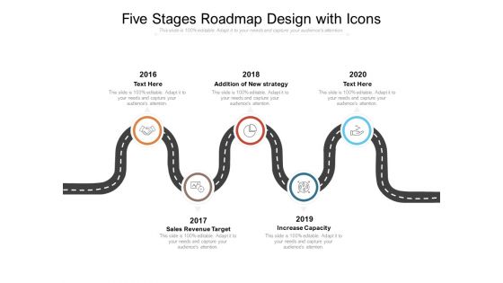 Five Stages Roadmap Design With Icons Ppt PowerPoint Presentation Inspiration Designs