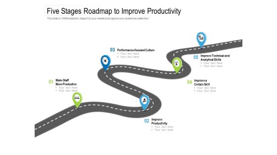 Five Stages Roadmap To Improve Productivity Ppt PowerPoint Presentation Model Show