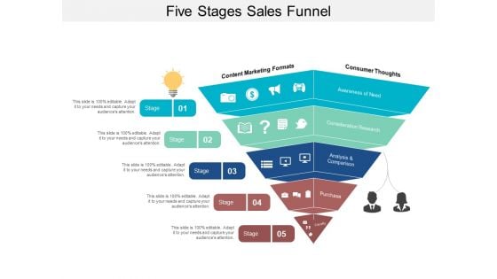 Five Stages Sales Funnel Ppt PowerPoint Presentation Outline Example Introduction