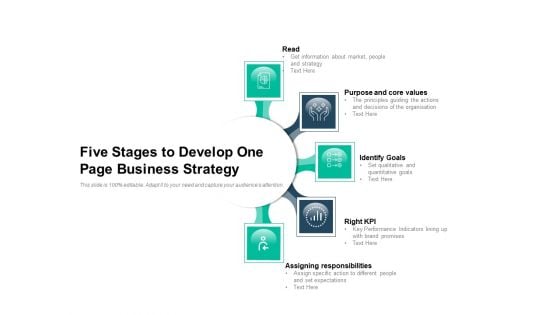 Five Stages To Develop One Page Business Strategy Ppt PowerPoint Presentation Icon Example File PDF