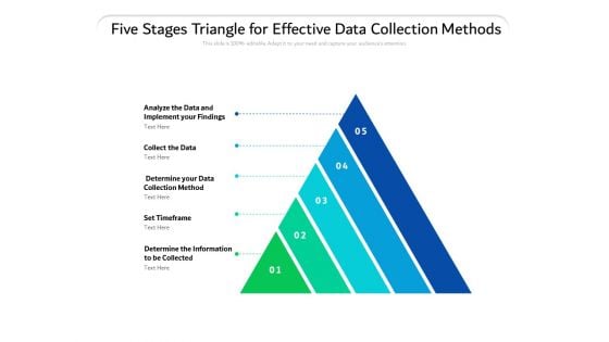 Five Stages Triangle For Effective Data Collection Methods Ppt PowerPoint Presentation Gallery Templates PDF