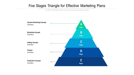 Five Stages Triangle For Effective Marketing Plans Ppt PowerPoint Presentation Gallery Graphics Tutorials PDF