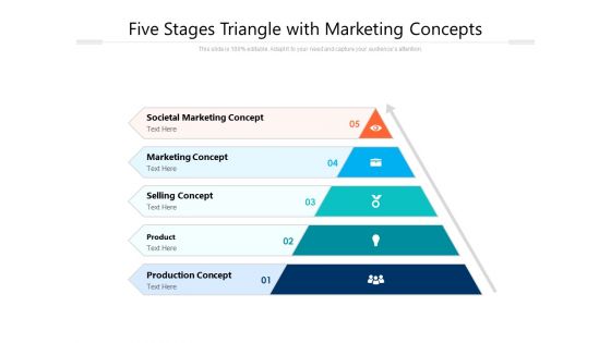 Five Stages Triangle With Marketing Concepts Ppt PowerPoint Presentation Gallery Ideas PDF