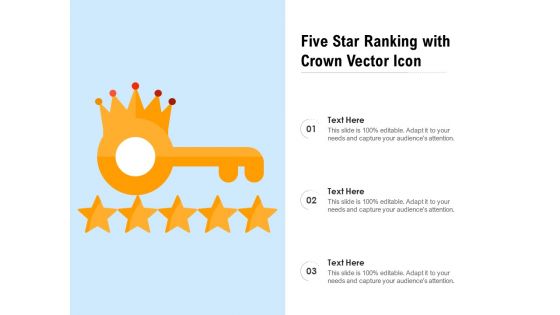 Five Star Ranking With Crown Vector Icon Ppt PowerPoint Presentation File Infographics PDF