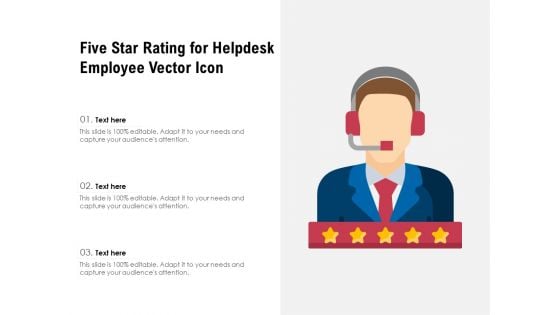 Five Star Rating For Helpdesk Employee Vector Icon Ppt PowerPoint Presentation Model Clipart PDF