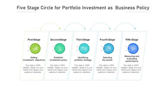 Five Step Circle For Portfolio Investment As Business Policy Ppt PowerPoint Presentation File Example PDF