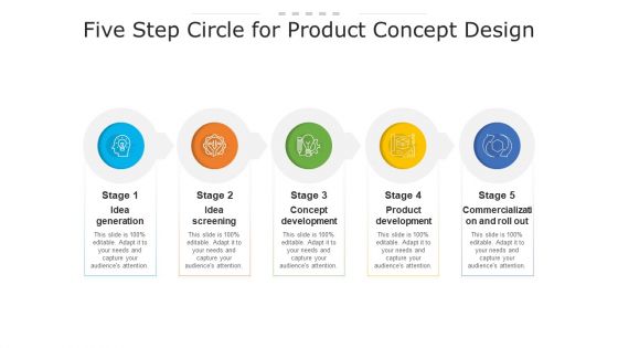 Five Step Circle For Product Concept Design Ppt PowerPoint Presentation File Professional PDF