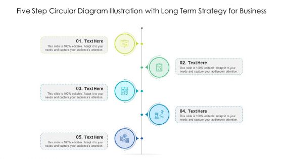 Five Step Circular Diagram Illustration With Long Term Strategy For Business Ppt PowerPoint Presentation Inspiration Brochure PDF