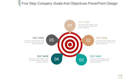 Five Step Company Goals And Objectives Ppt PowerPoint Presentation Example 2015