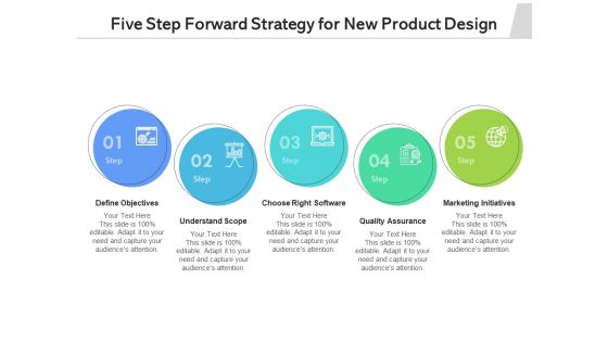 Five Step Forward Strategy For New Product Design Ppt PowerPoint Presentation Gallery Samples PDF