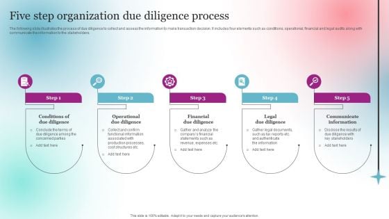 Five Step Organization Due Diligence Process Template PDF